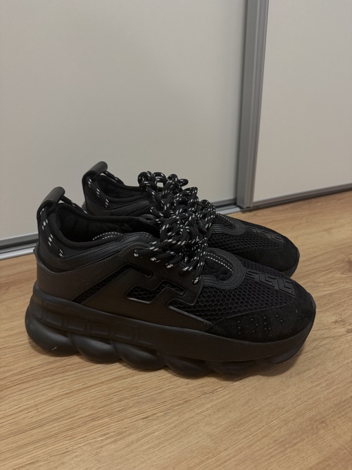 Luxury Versace Chain Reaction Sneaker Black Red 