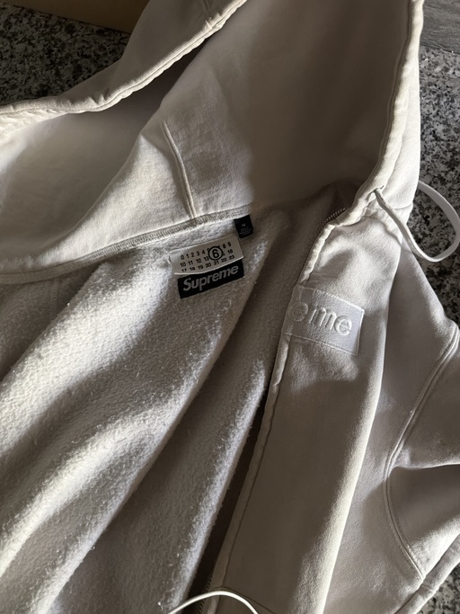 Supreme x MM6 Maison Margiela Box Logo Zip Up Hooded Sweatshirt 'White' (SS26)