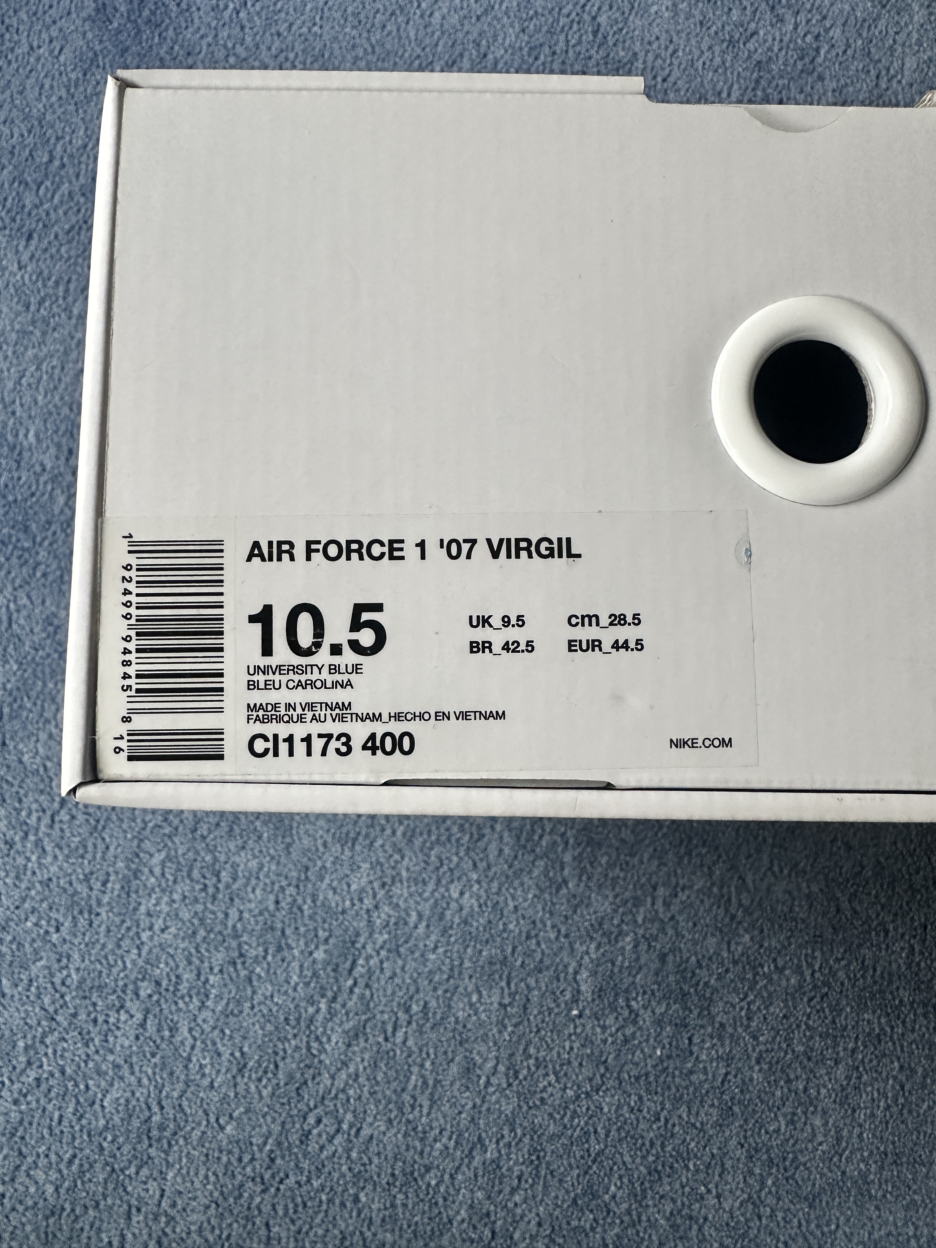 Nike x Off-White Air Force 1 Low MCA University Blue (2019) photo 7