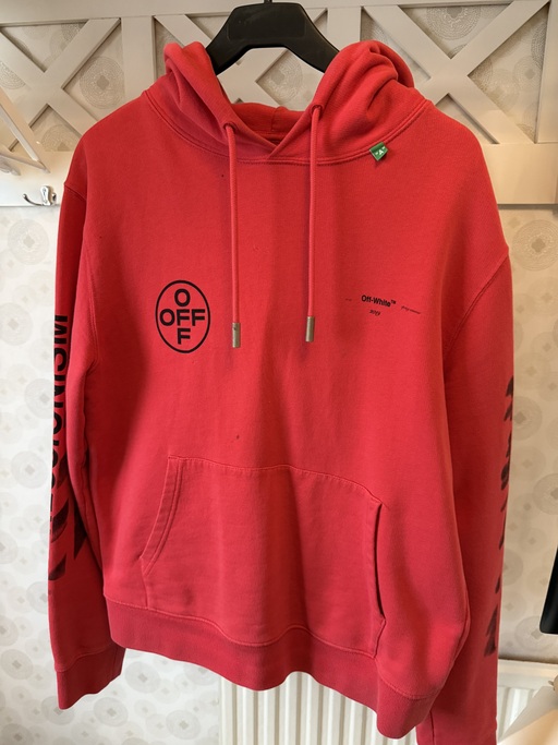 Off White Diag Stencil Hoodie Red (2019)