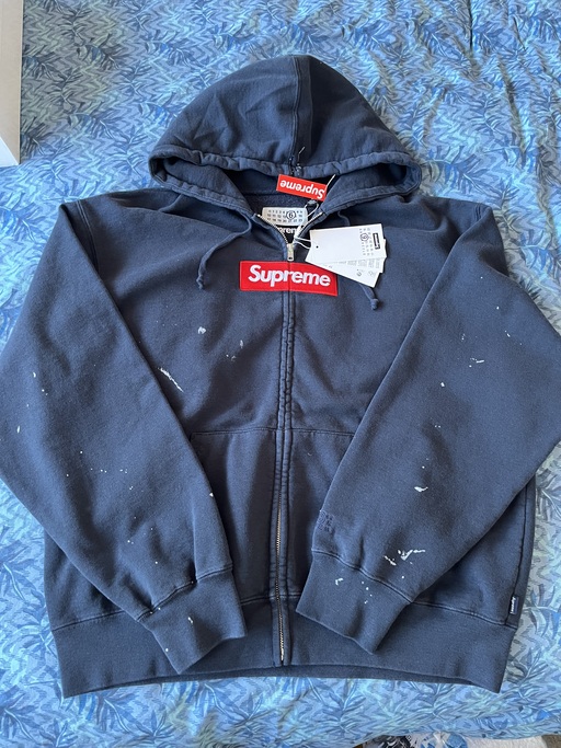 Supreme x MM6 Maison Margiela Box Logo Zip Up Hooded Sweatshirt 'Navy' (SS26)