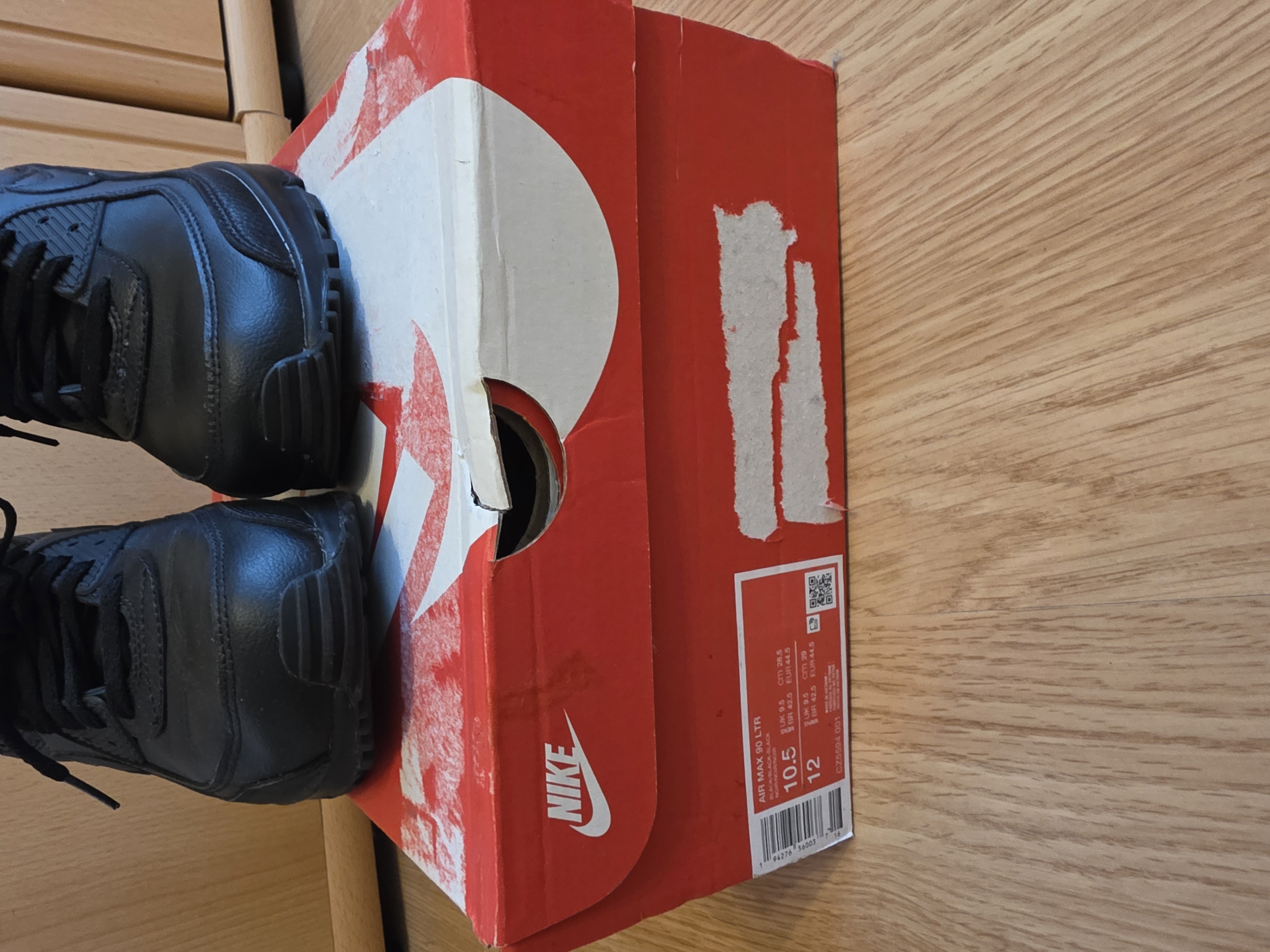 Nike Air Max 90 Leather Triple Black (2020) photo 7