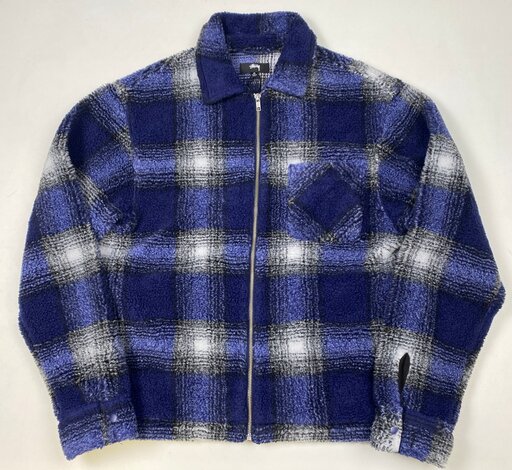 Stussy Jack Shadow Plaid Zip Shirt Navy (FW22)