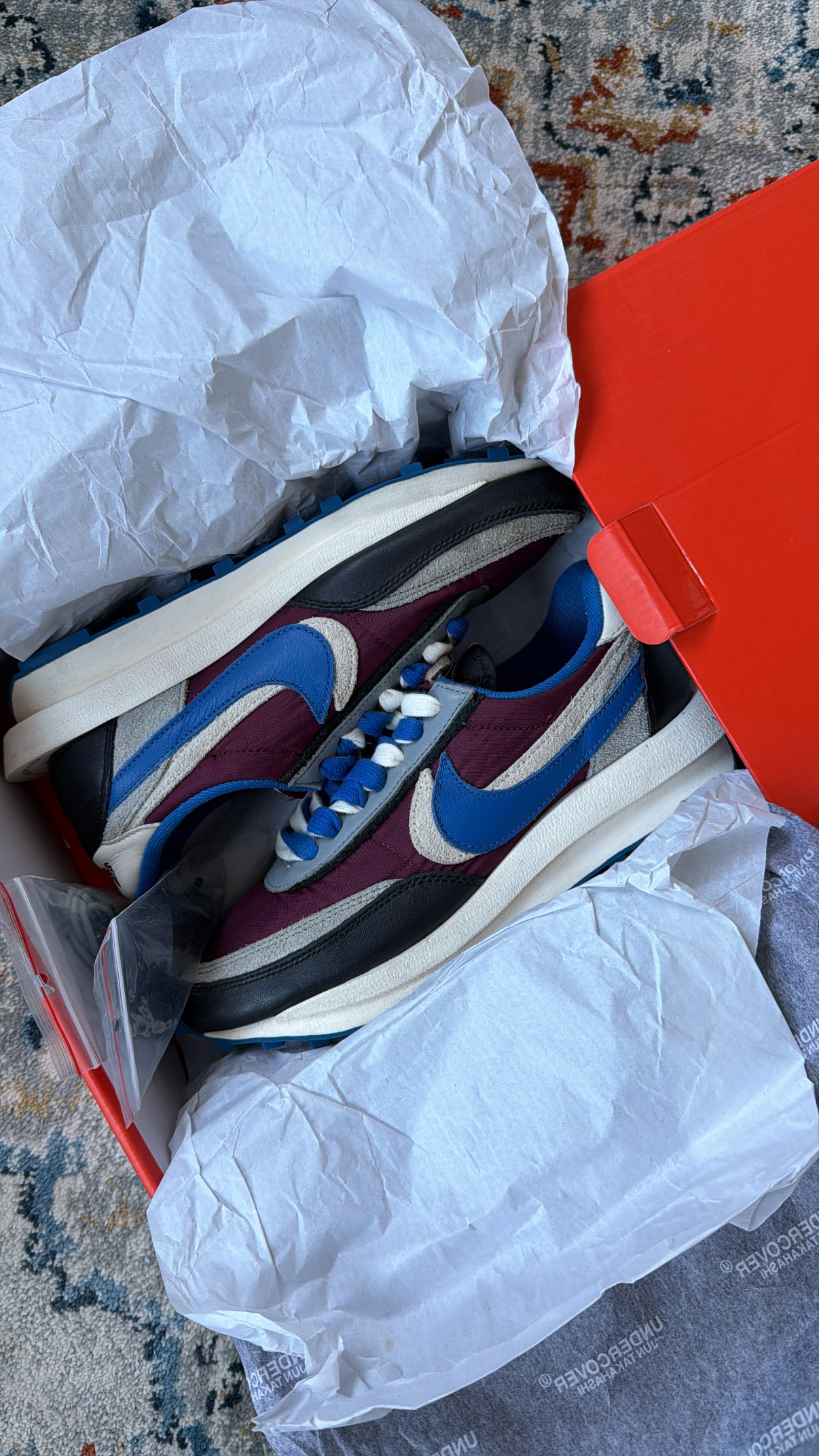 Nike x sacai x UNDERCOVER LDWaffle 'Night Maroon Team Royal' (2021) photo 9