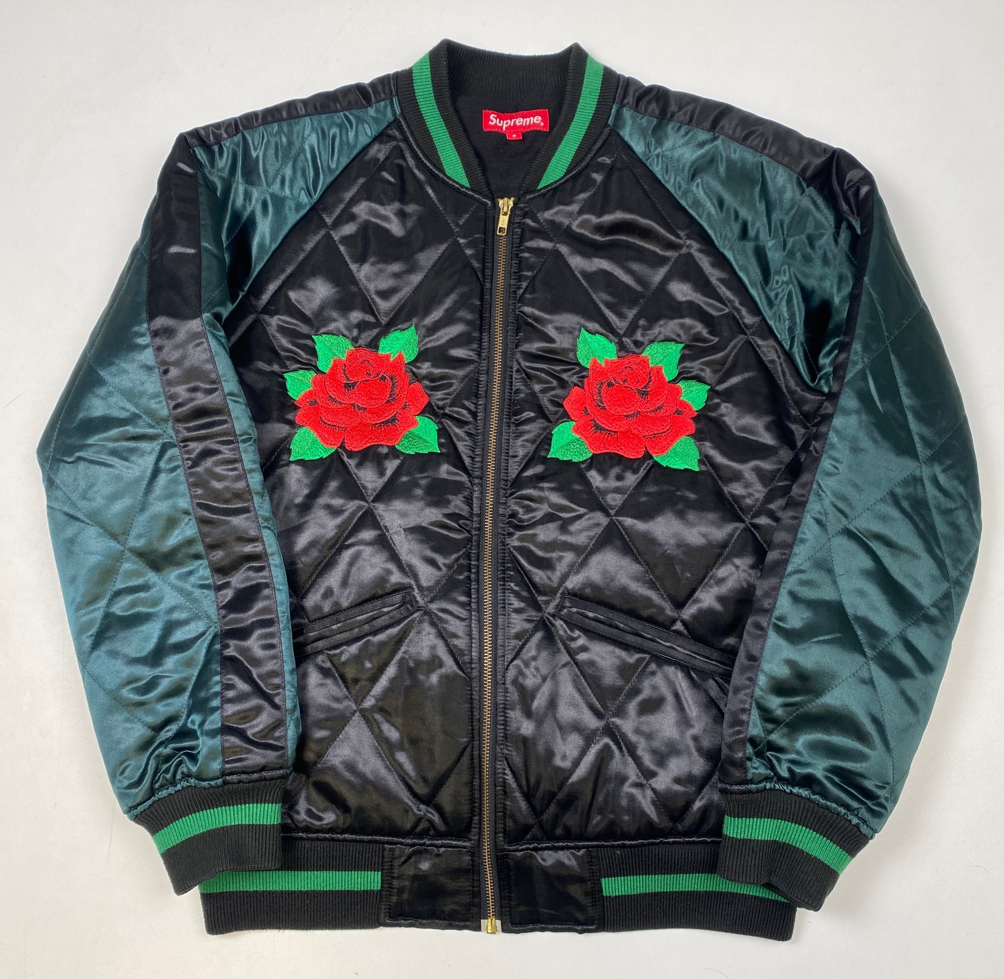 Supreme Roses Quilted Satin Bomber Jacket photo 1