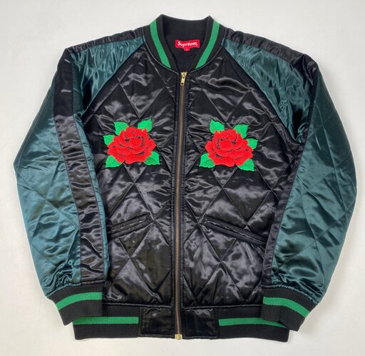 Supreme Roses Quilted Satin Bomber Jacket