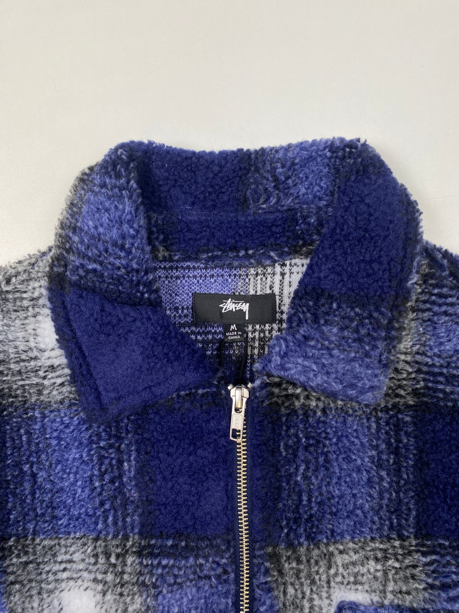 Stussy Jack Shadow Plaid Zip Shirt Navy (FW22) photo 3