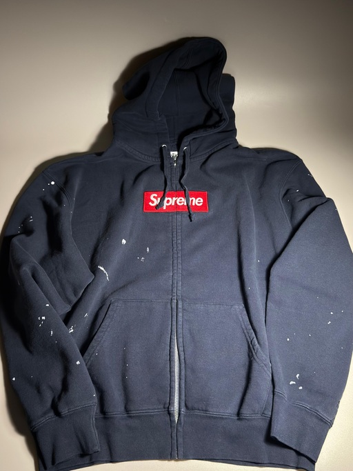Supreme x MM6 Maison Margiela Box Logo Zip Up Hooded Sweatshirt 'Navy' (SS26)