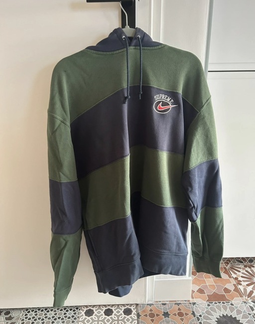 Supreme x Nike Stripe Hooded Sweatshirt Navy (SS19)