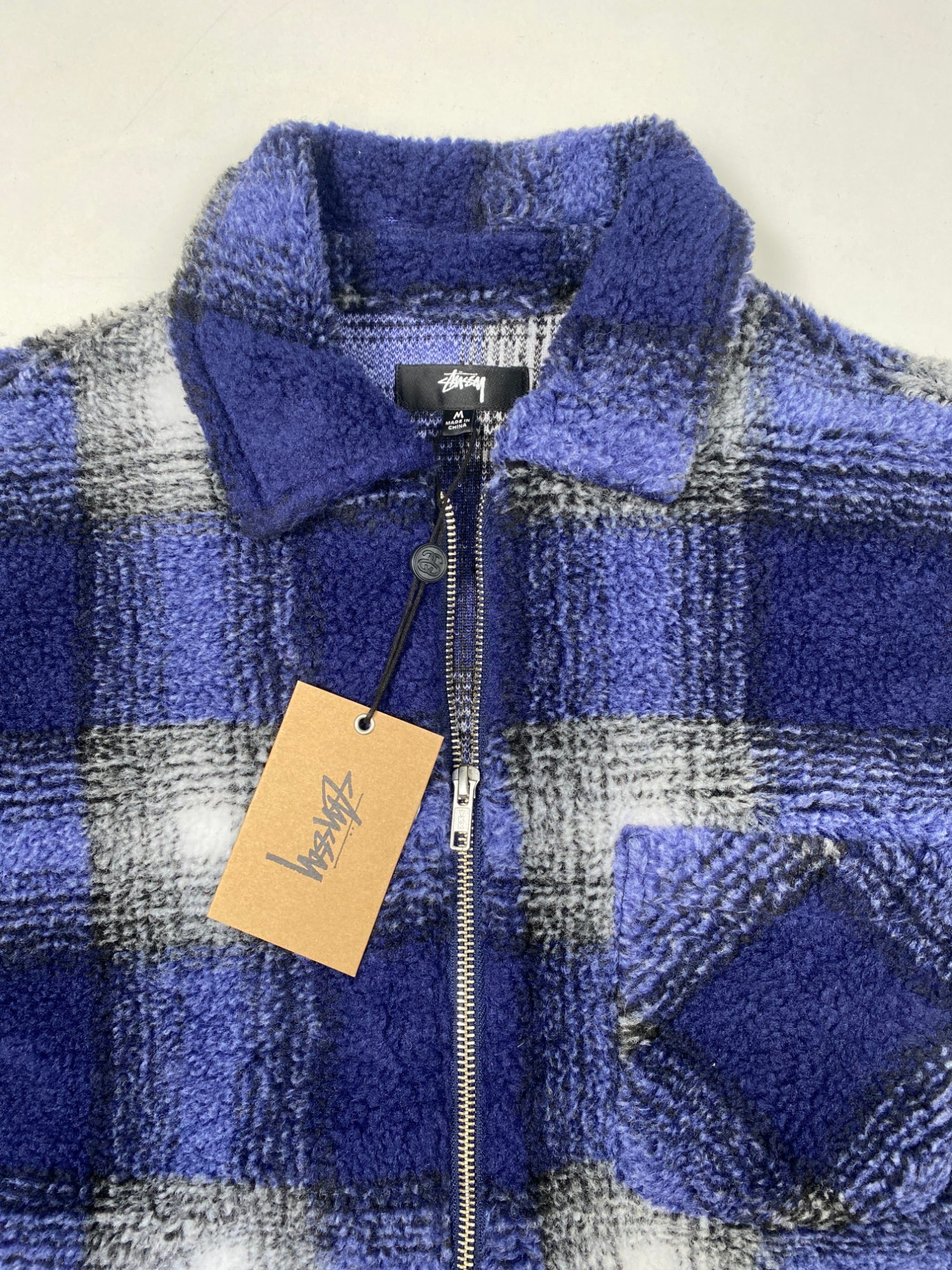 Stussy Jack Shadow Plaid Zip Shirt Navy (FW22) photo 7