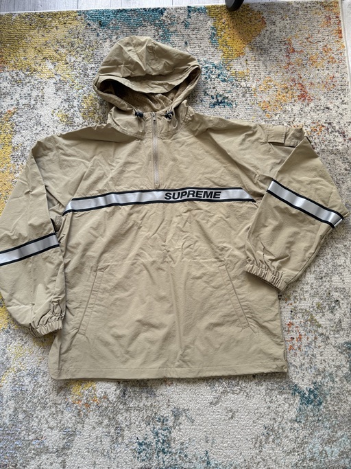 Supreme Reflective Taping Hooded Pullover Tan (SS18)