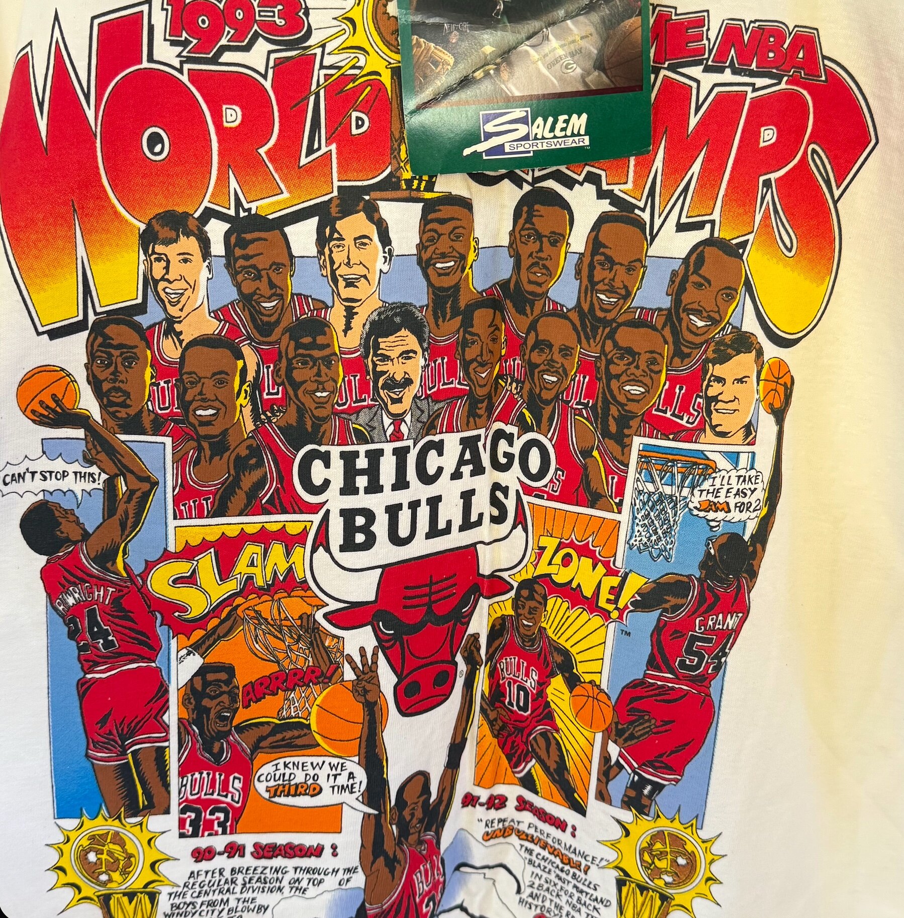 Salem Sportswear Chicago Bulls 1993 NBA World Champs Caricature T-Shirt photo 3