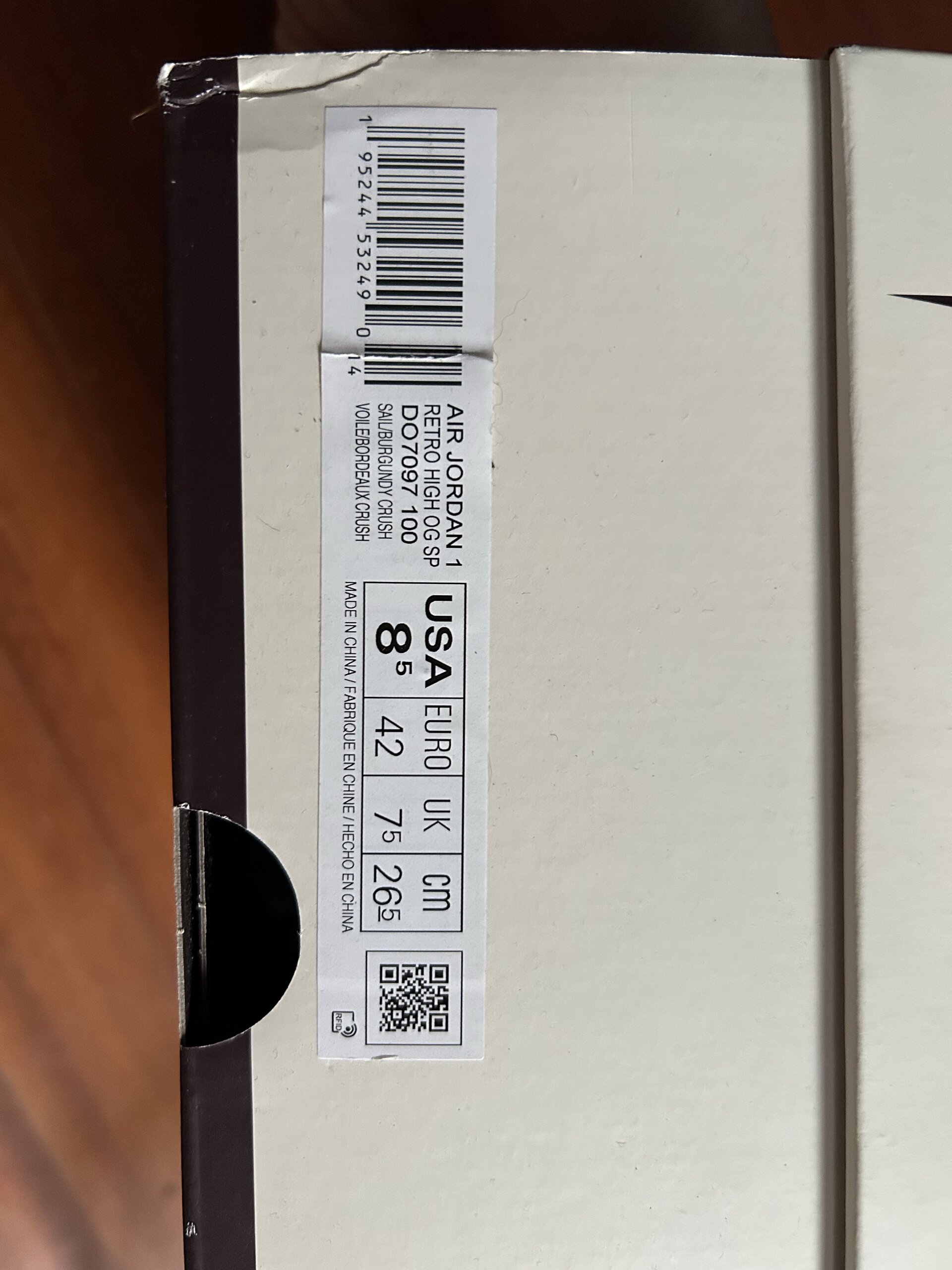 Air Jordan x A Ma Maniere 1 High OG 'Burgundy Sail' (2021) photo 5