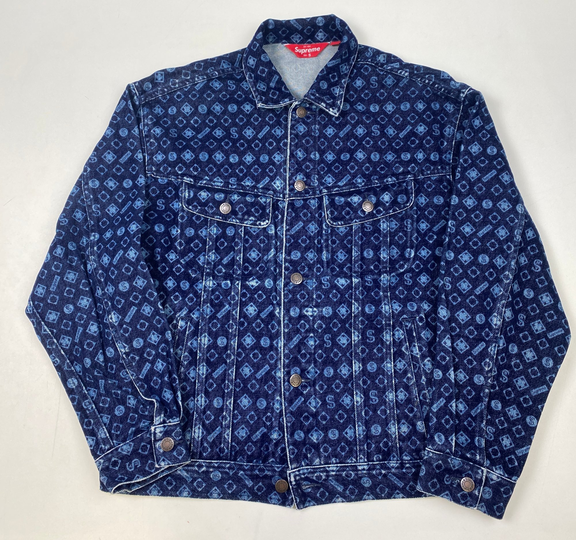 Supreme Flocked Denim Trucker Jacket 'Blue' (FW24) photo 1