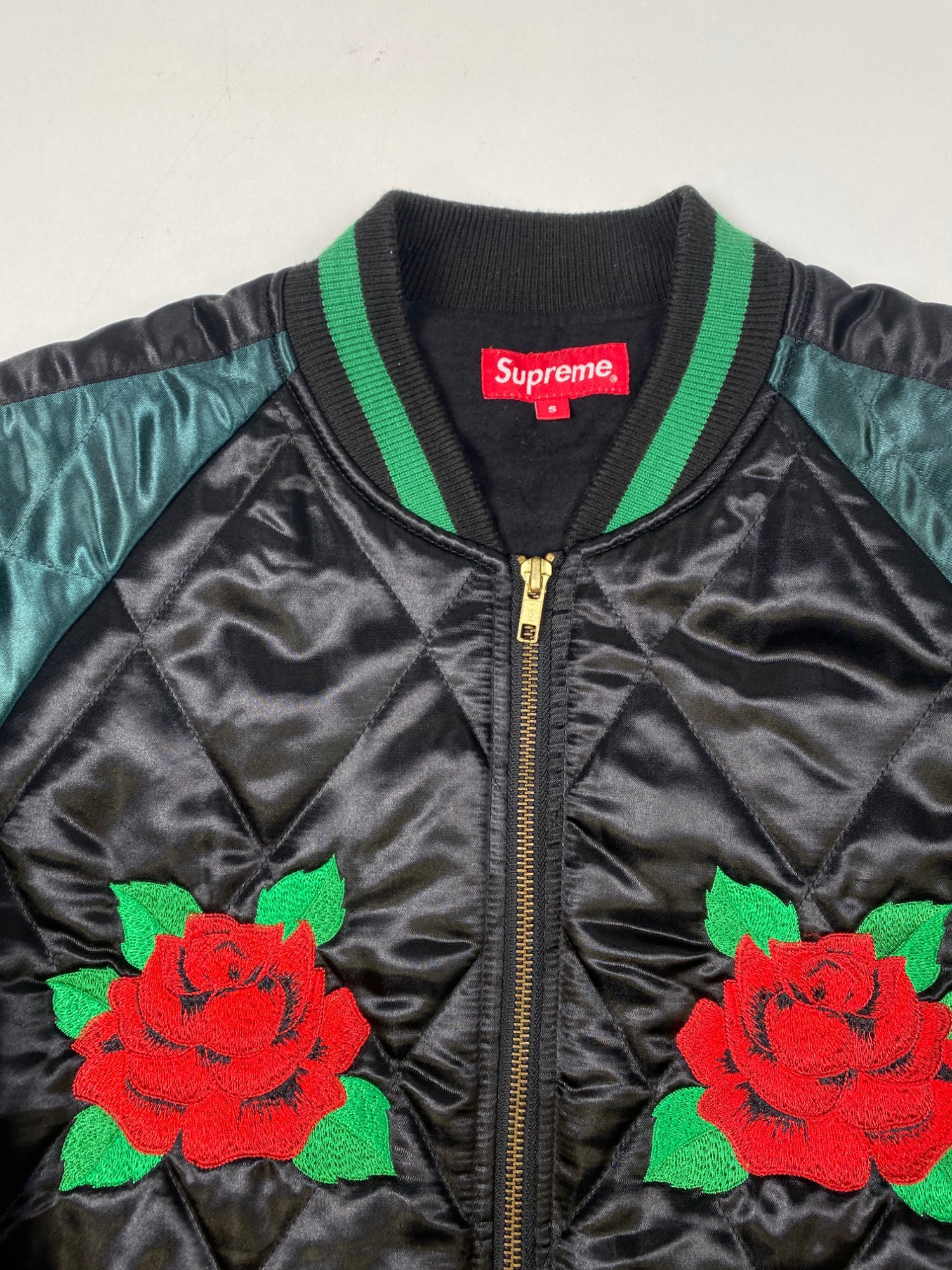 Supreme Roses Quilted Satin Bomber Jacket photo 3