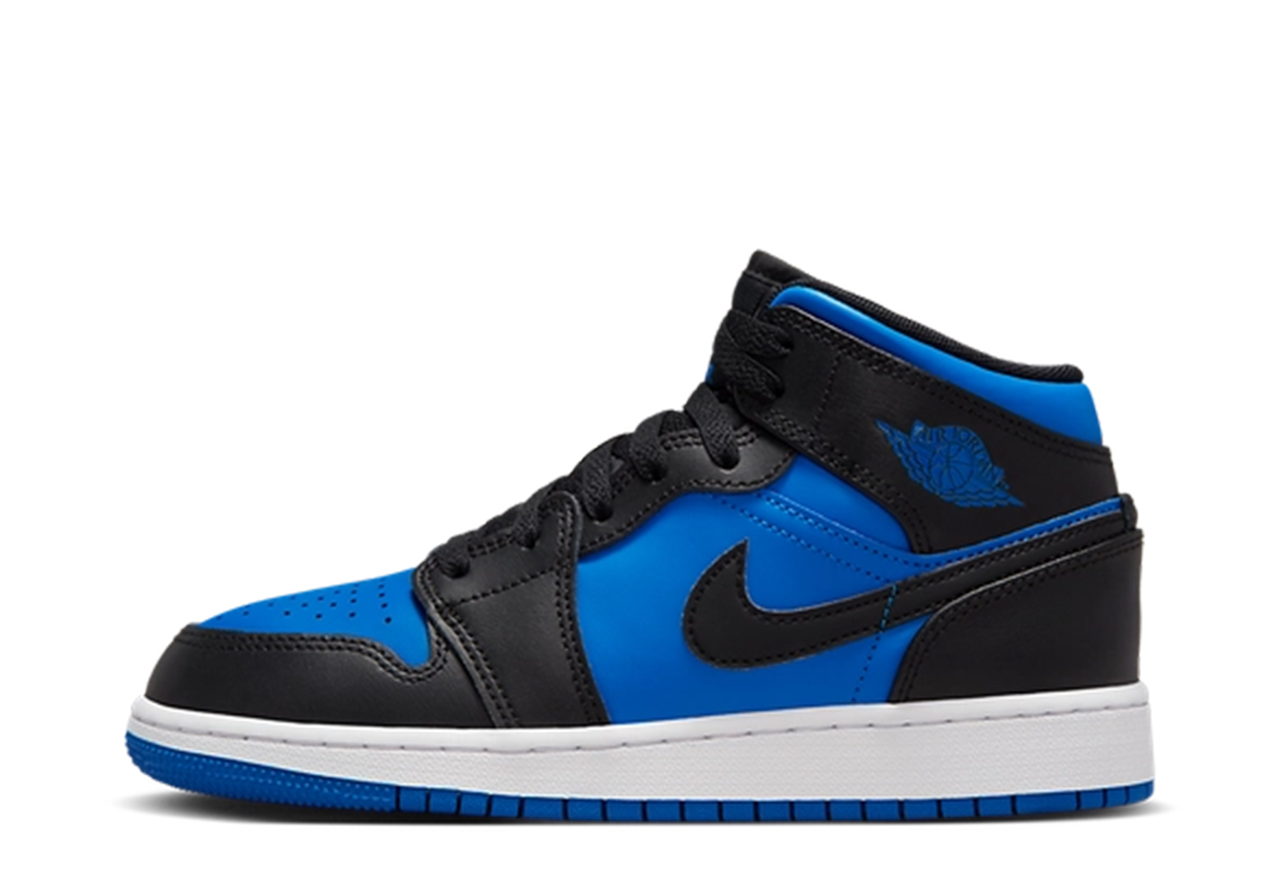 Air Jordan 1 Mid GS 'Royal Toe' (2023) Black/Black/White/Royal Blue sneaker – authenticated on KLEKT