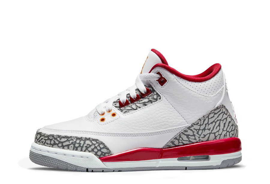 Air Jordan 3 GS Cardinal Red (2021) red/white/grey sneaker – authenticated on KLEKT
