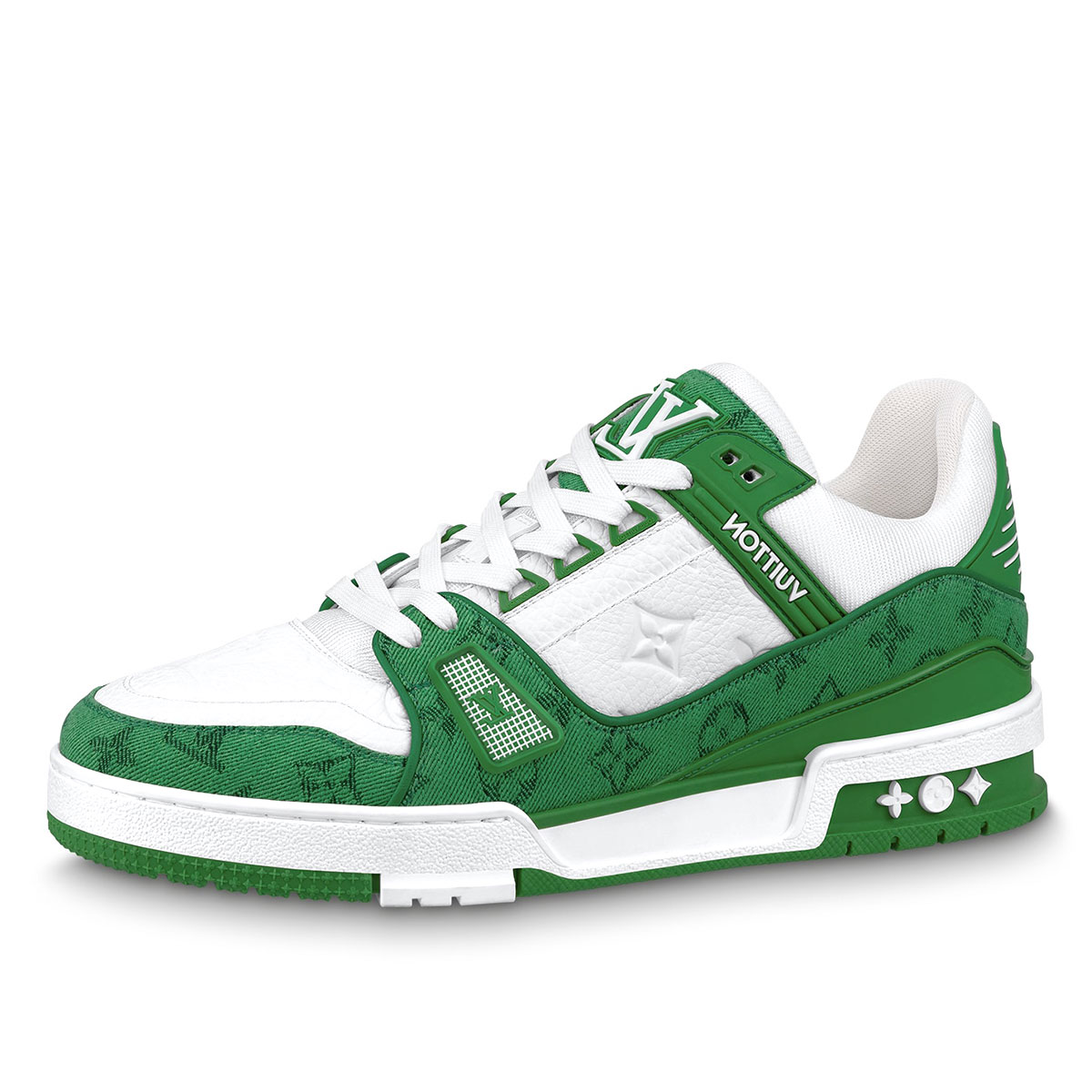 Luxury Louis Vuitton LV Trainer Green Monogram Denim White (2022) White/Green sneaker – authenticated on KLEKT