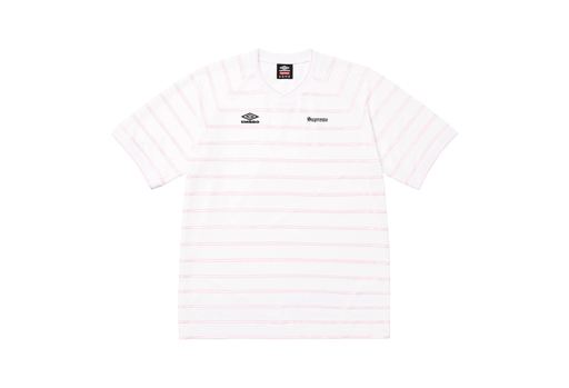 Supreme x Umbro Stripe Soccer Jersey 'White' (SS25) – authenticated on KLEKT