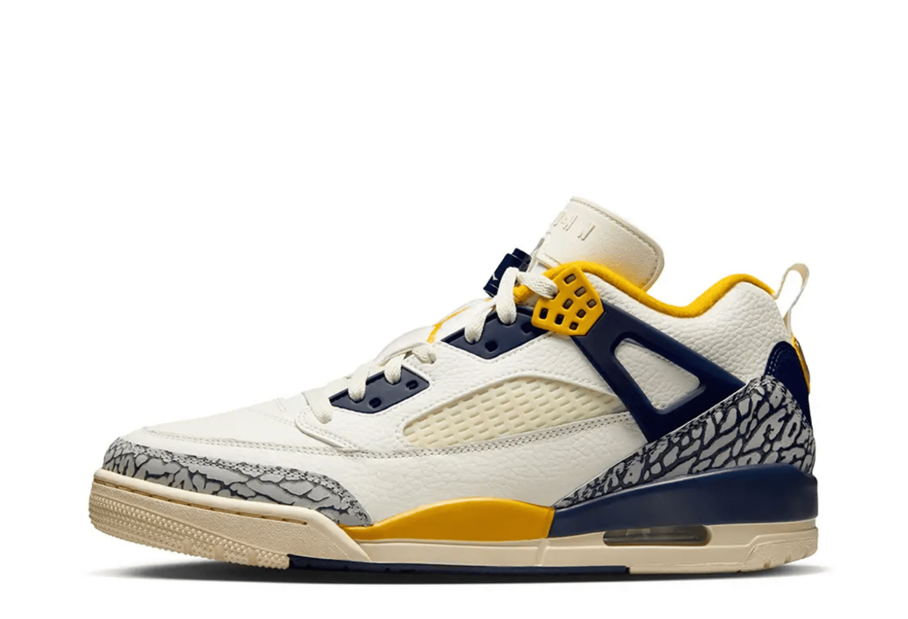 Air Jordan Spizike Low 'Michigan' (2026) SAIL/MIDNIGHT NAVY/COCONUT MILK/UNIVERSITY GOLD sneaker – authenticated on KLEKT