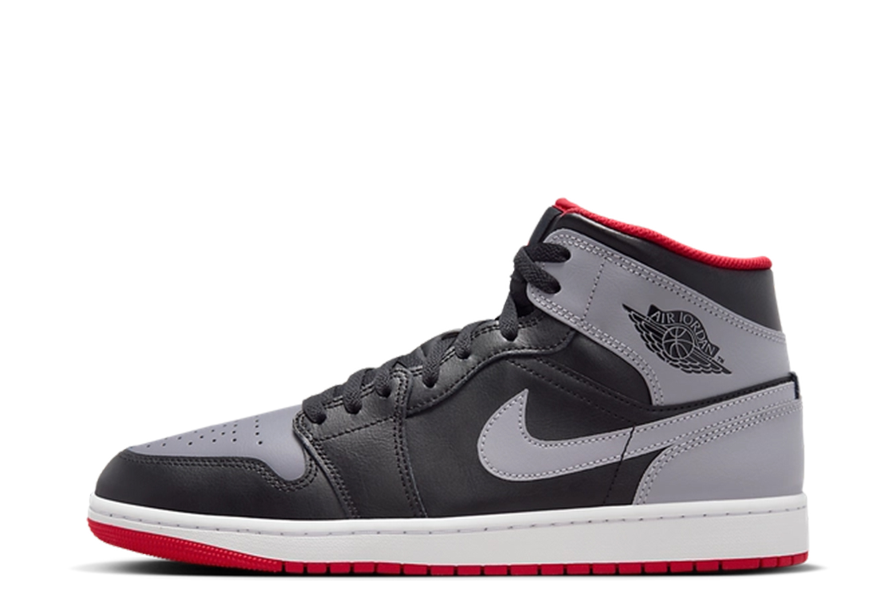 Air Jordan 1 Mid 'Cement Grey' (2024) Black/Cement Grey/Fire Red/Sail sneaker – authenticated on KLEKT