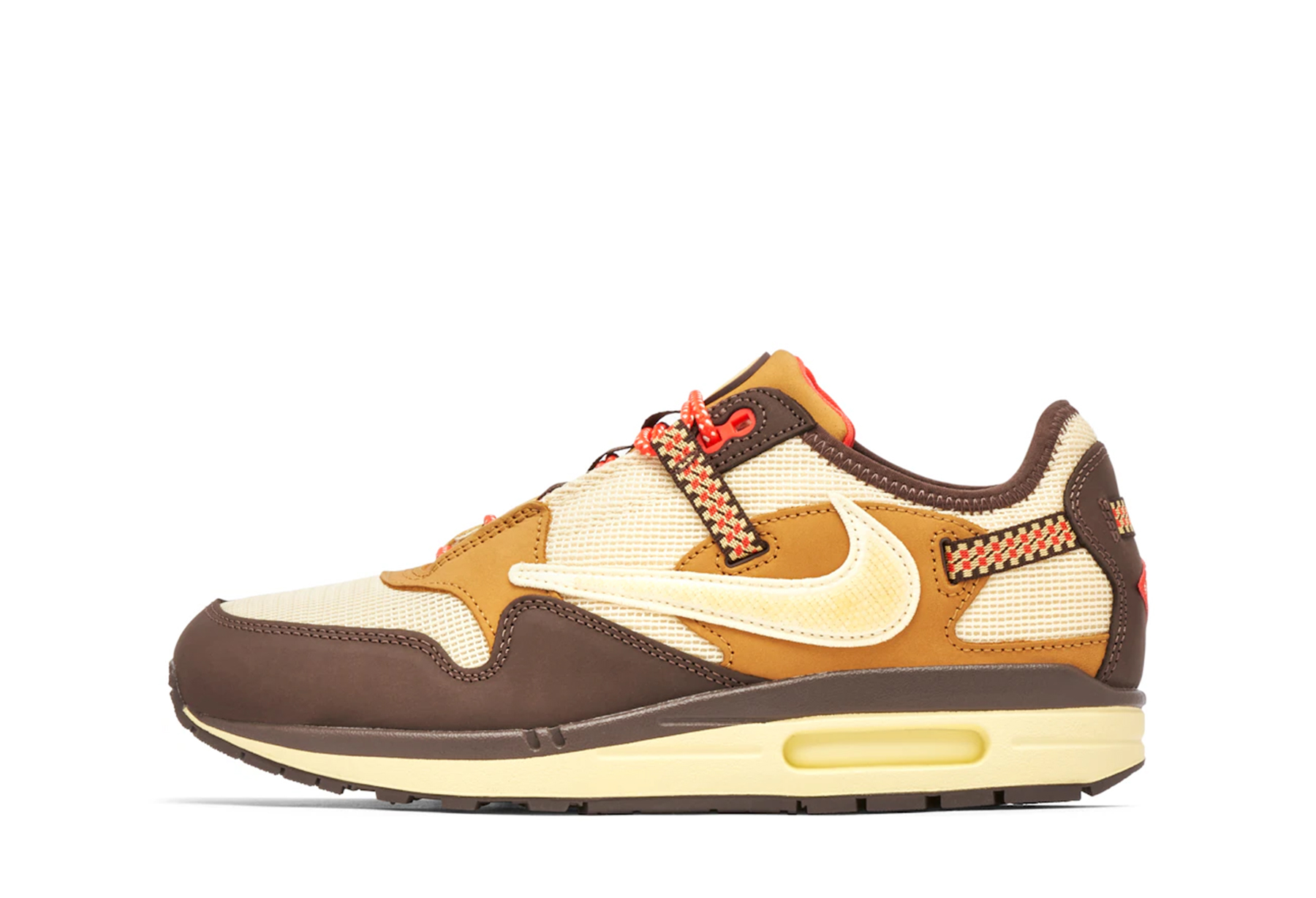 Nike Air Max 1 X Travis Scott Cactus Jack 'Baroque Brown'	(2022) Baroque Brown/Lemon Drop/Wheat/Chile Red sneaker – authenticated on KLEKT