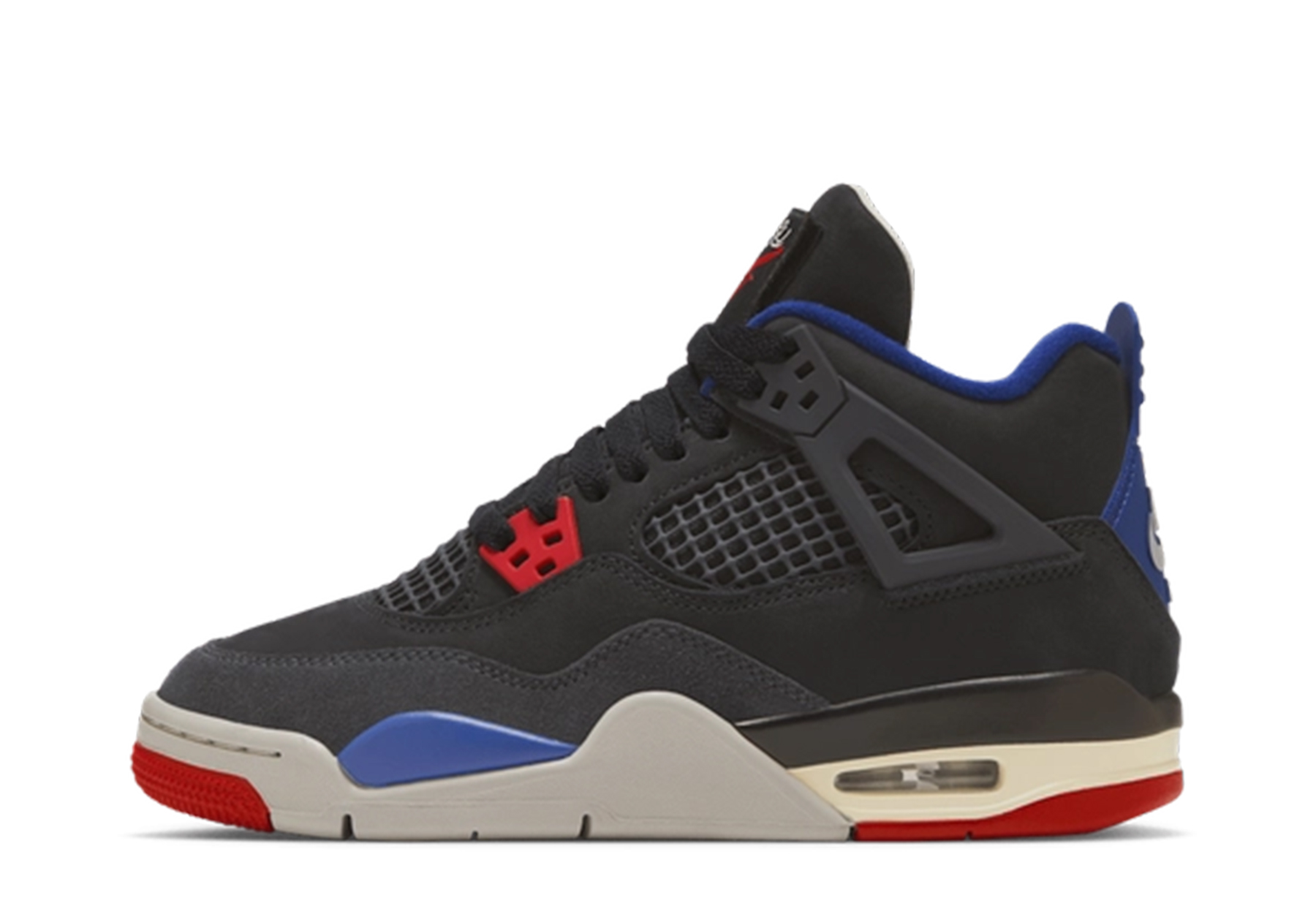 Air Jordan 4 GS 'Rare Air' (2025) Black/Fire Red/Deep Royal Blue/Dark Smoke Grey sneaker – authenticated on KLEKT