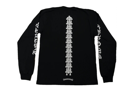 Chrome Hearts Cemetery Cross Tire Tracks L/S T-Shirt Black