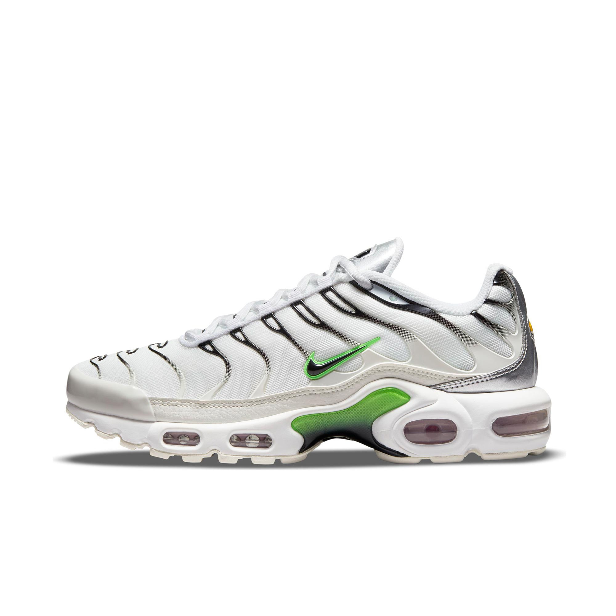 Nike WMNS Air Max Plus White Neon Metallic Silver (2021) WHITE/NEON/BLACK-METALLIC SILVER sneaker – authenticated on KLEKT