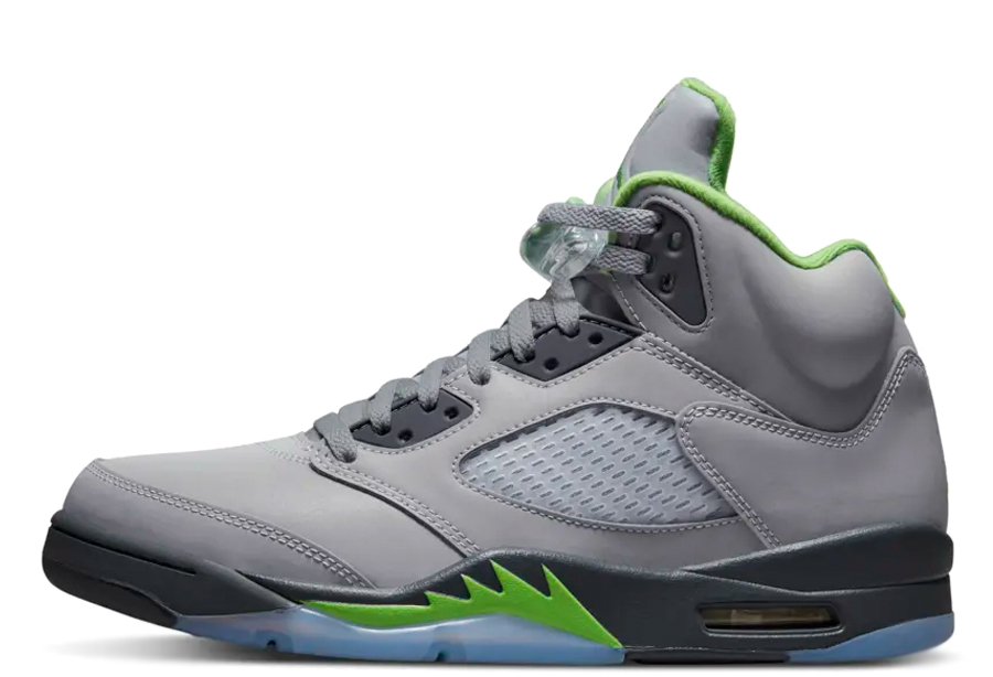 Air Jordan 5 Green Bean	(2022) Silver/Green Bean-Flint Grey. sneaker – authenticated on KLEKT