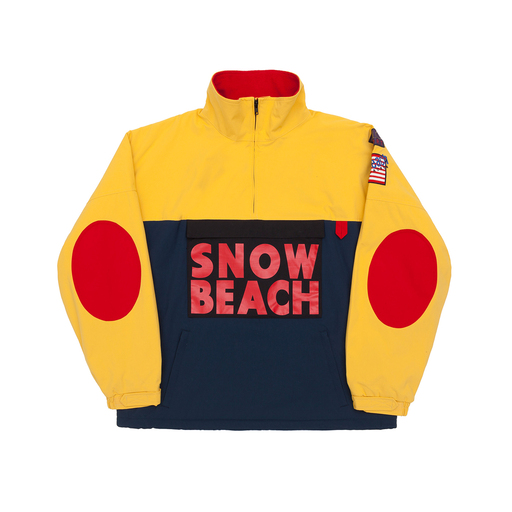 Ralph Lauren Polo Snow Beach Pullover Half Zip Jacket Deep Water Chrome Yellow
