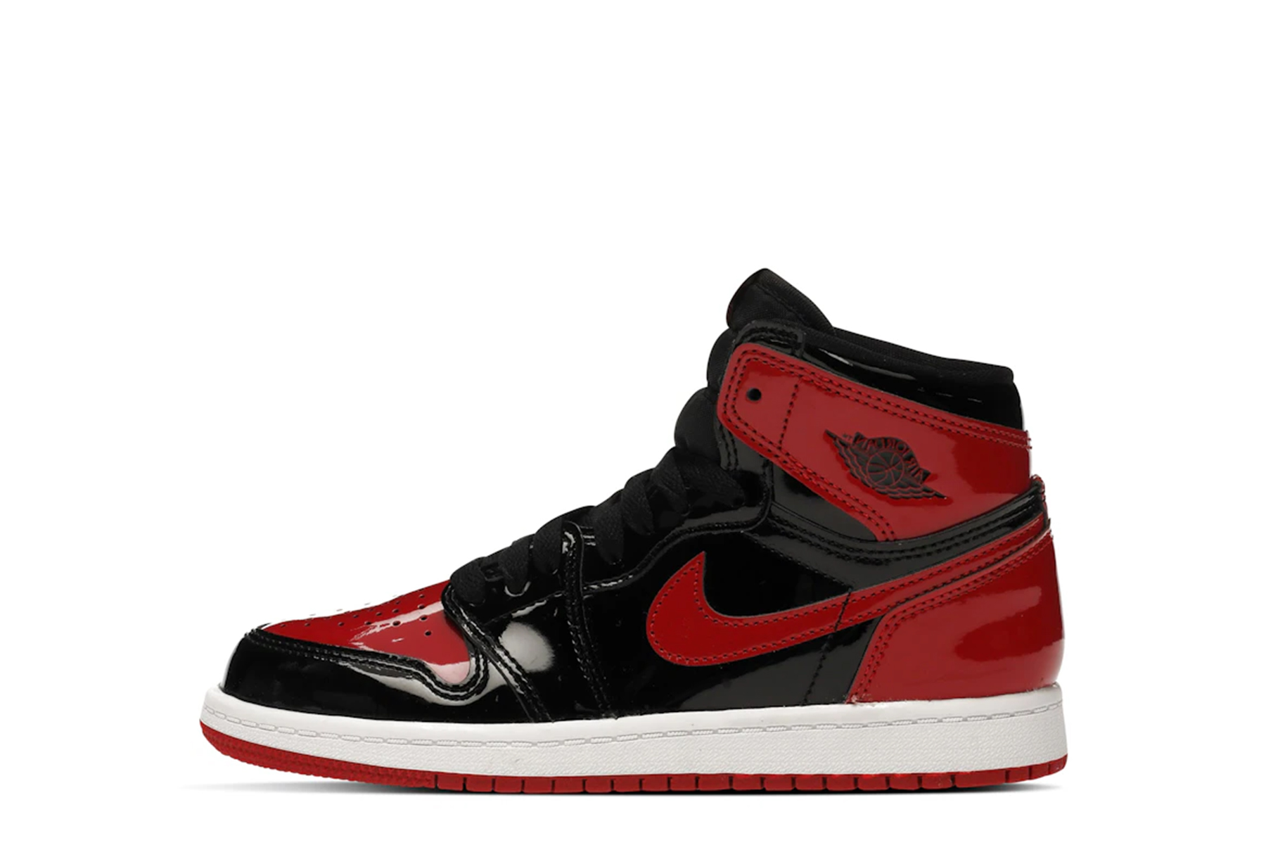 Air Jordan 1 Retro High OG PS 'Patent Bred' (2021) BLACK/WHITE-VARSITY RED sneaker – authenticated on KLEKT
