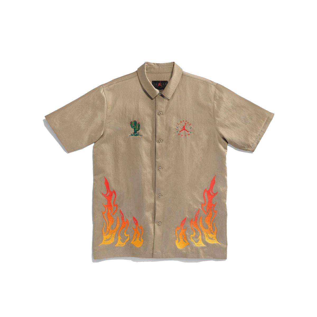 Travis Scott Cactus Jack x Jordan Button Down Shirt Khaki/University Red (SS21) KHAKI/UNIVERSITY RED sneaker – authenticated on KLEKT