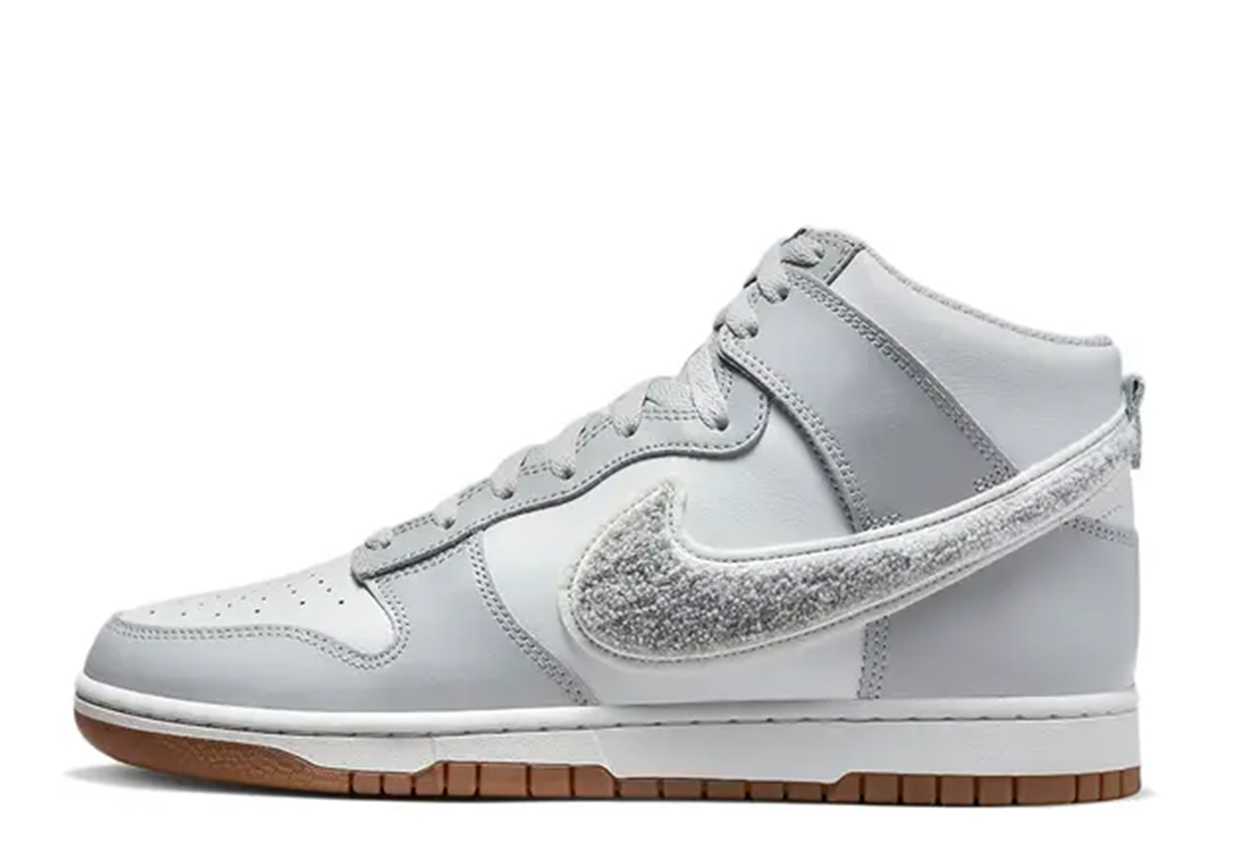 Nike Dunk High Chenille Swoosh White Grey (2022) WHITE/GREY sneaker – authenticated on KLEKT