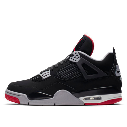 Air Jordan 4 Retro 'Bred' from 2019 in black nubuck with Nike Air branding on the heel