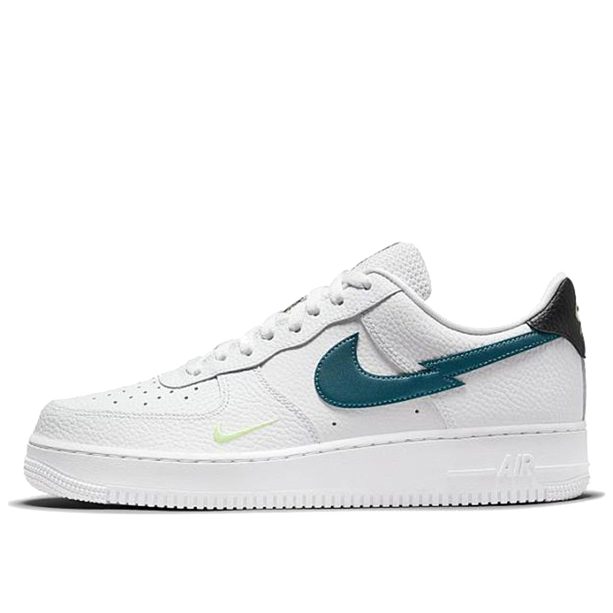 Nike Air Force 1 Low Split Swoosh White Aquamarine (2021) WHITE/AQUAMARINE-LIME GLOW-OFF NOIR sneaker – authenticated on KLEKT