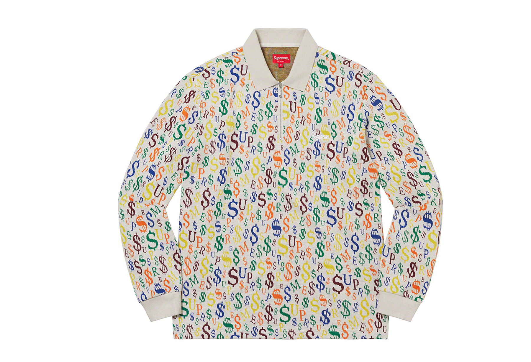 Supreme Currency Jacquard Zip L/S Polo White (FW22) WHITE sneaker – authenticated on KLEKT