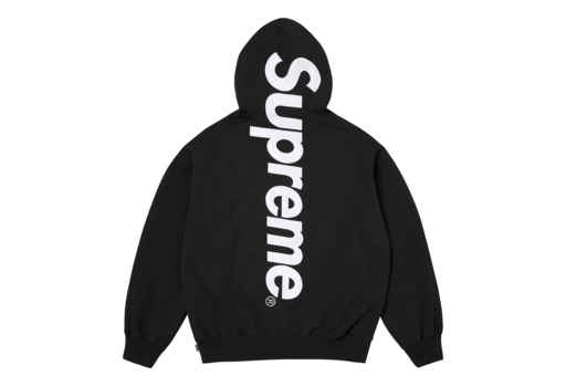 Supreme Satin Appliqué Hooded Sweatshirt 'Black' (FW25) – authenticated on KLEKT