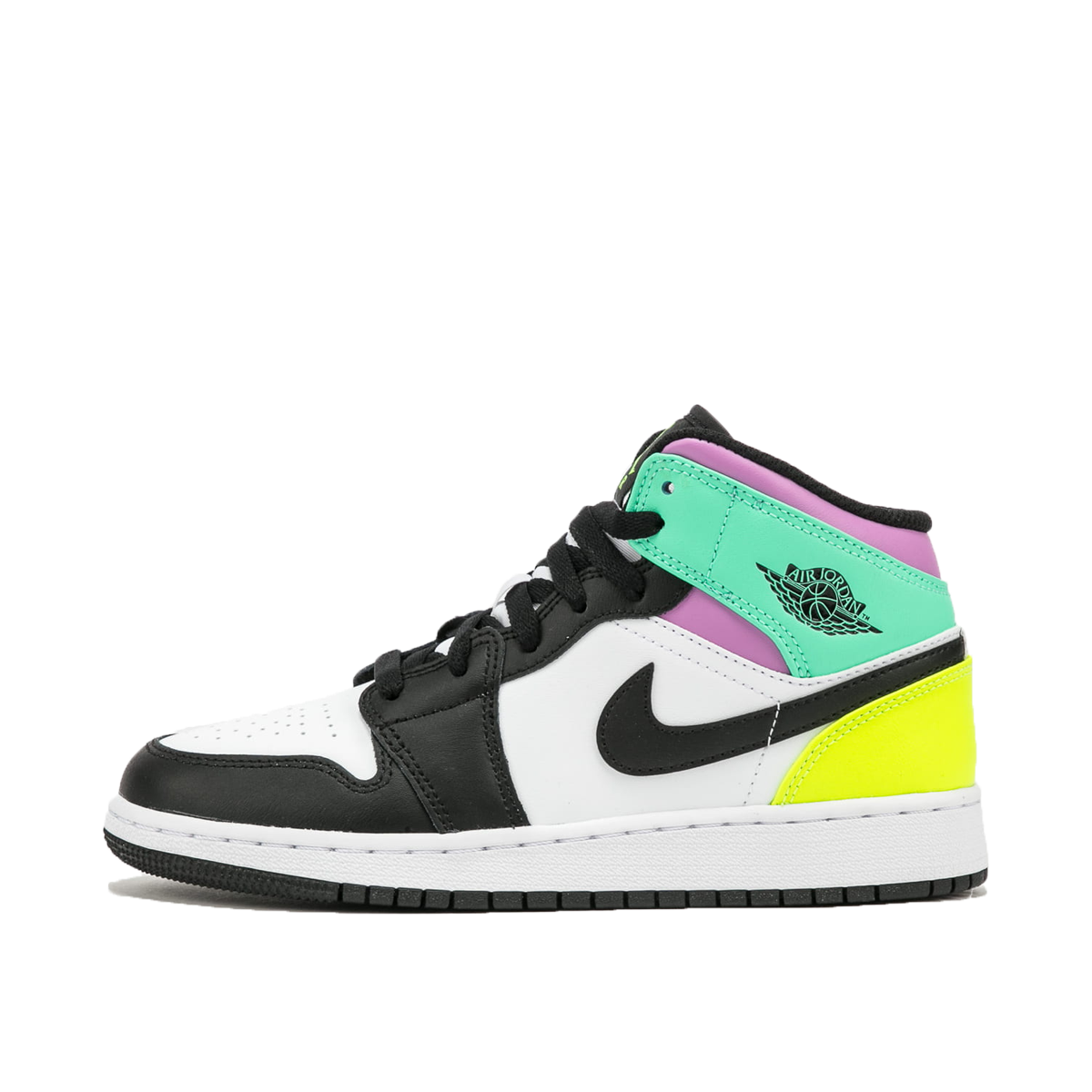 Air Jordan 1 Mid Pastel Black Toe (GS) (2021) WHITE/BLACK-VOLT-GREEN GLOW sneaker – authenticated on KLEKT