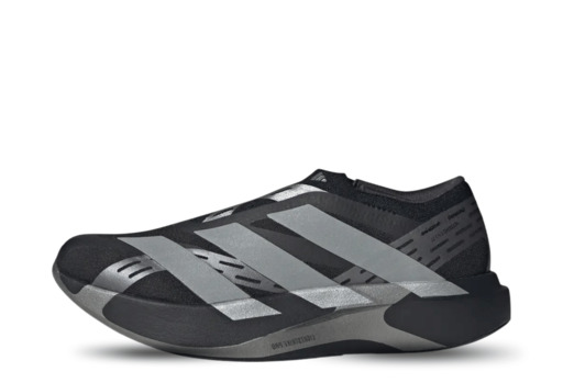 adidas Adizero Evo SL Laceless in Core Black with silver Three Stripes and tonal side panel supports