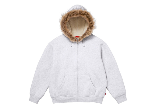 Supreme Faux Fur Zip Up Hooded Sweatshirt 'Ash Grey' (FW25) – authenticated on KLEKT