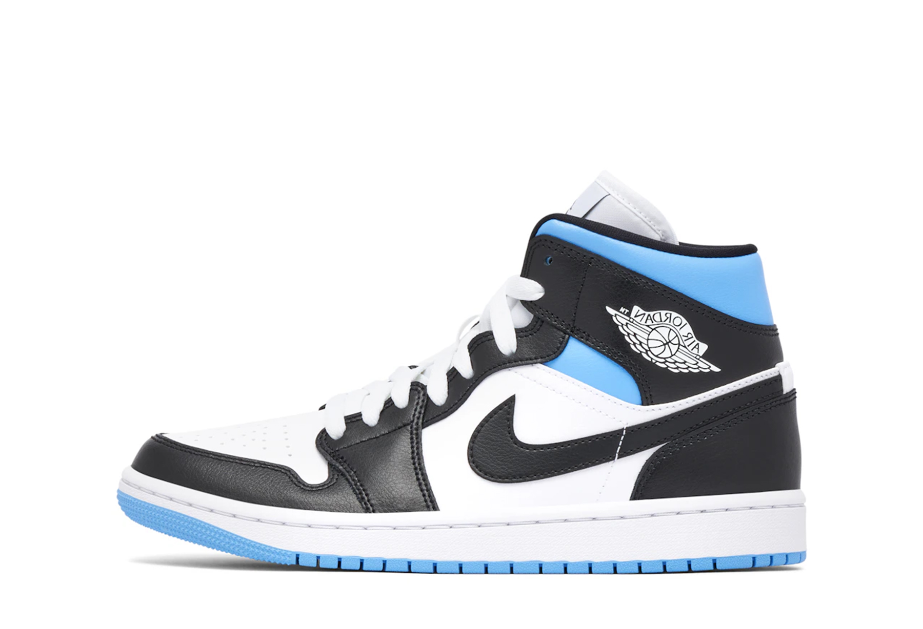 Air Jordan 1 Mid WMNS 'Royal Black' (2021) WHITE/UNIVERSITY BLUE/BLACK sneaker – authenticated on KLEKT