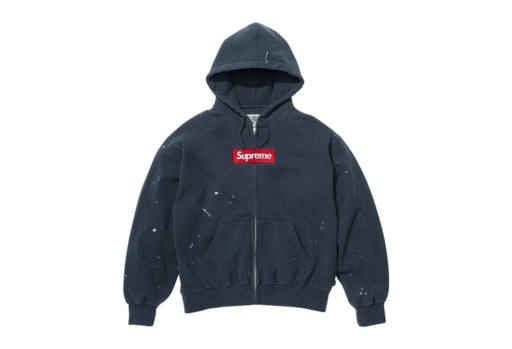 Supreme x MM6 Maison Margiela Box Logo Zip Up Hooded Sweatshirt 'Navy' (SS26)