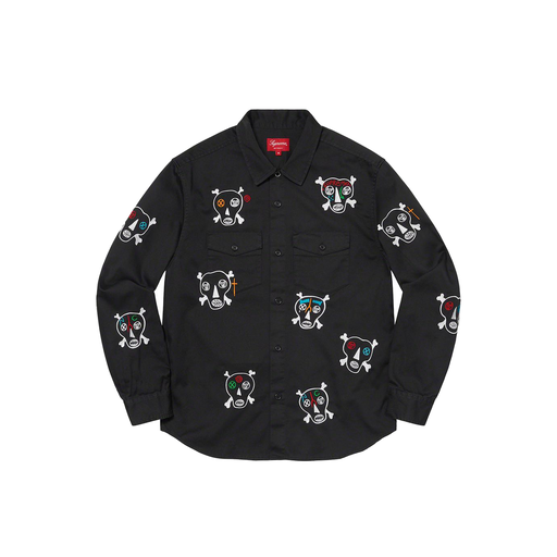 Supreme x Clayton Patterson Skulls Embroidered Work Shirt Black (SS21)