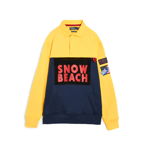 Ralph Lauren Polo Snow Beach Rugby Shirt Jacket Deep Water Chrome Yellow
