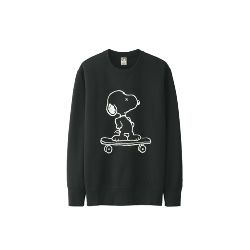 Kaws x Uniqlo x Peanuts Snoopy Skateboarding Sweatshirt Black (FW19)