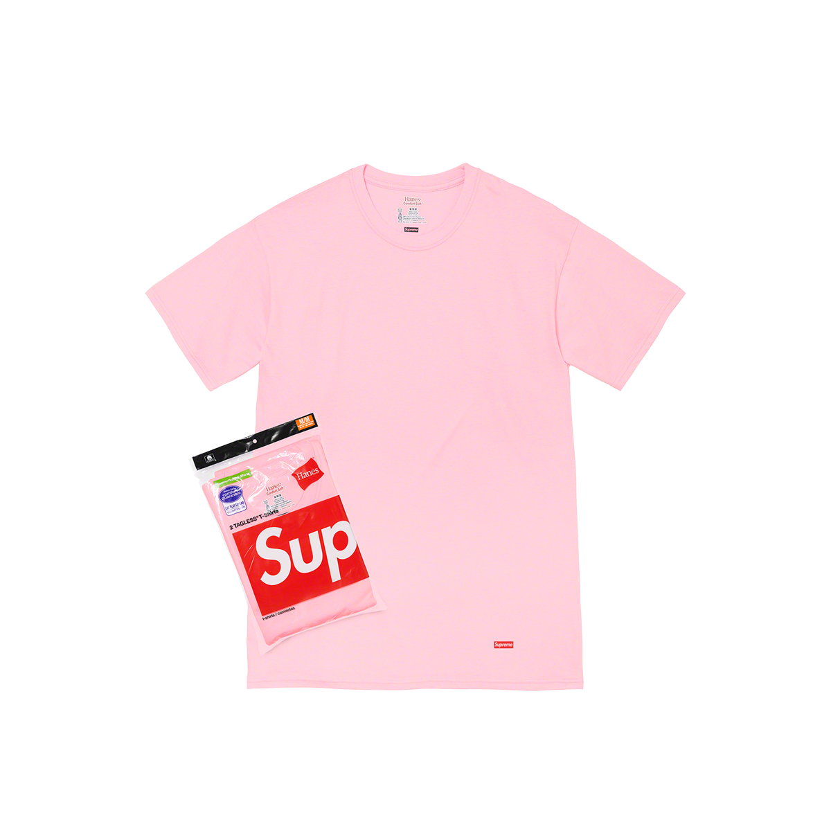 Supreme Hanes Tagless Tees Pink (2 Pack) (FW21) PINK sneaker – authenticated on KLEKT