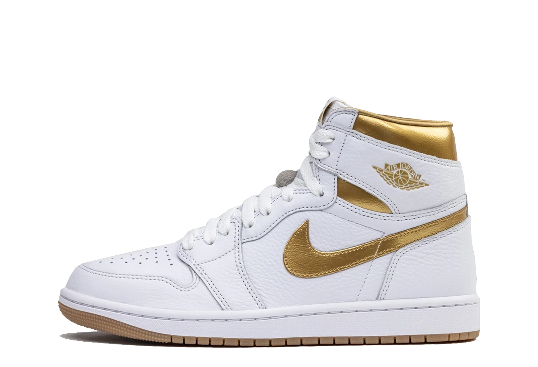 Air Jordan 1 High OG WMNS 'Metallic Gold' (2024) White/Metallic Gold/Gum Light Brown sneaker – authenticated on KLEKT