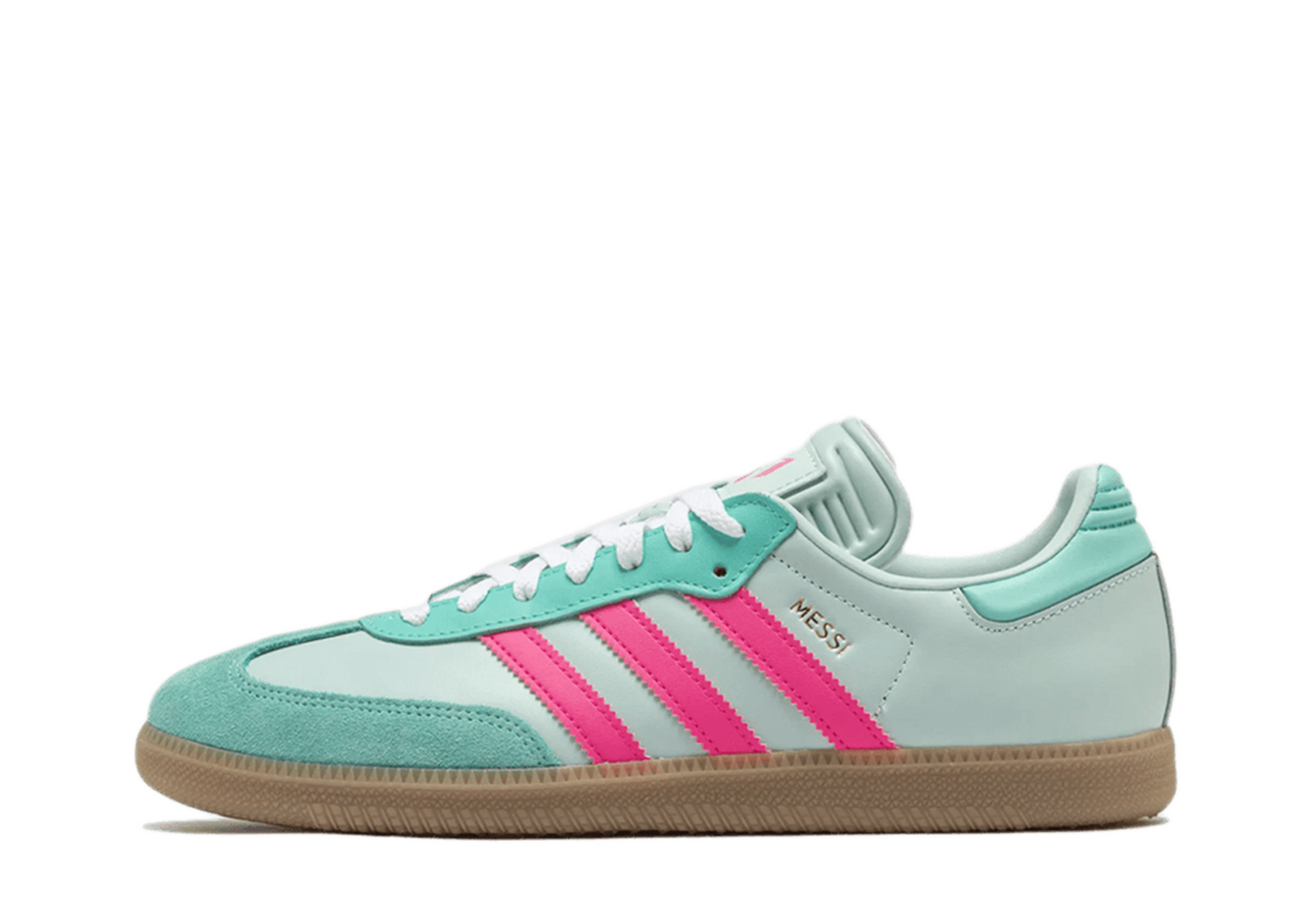 Adidas x Messi Samba 'Mint & Lucid Pink' (2026) Mint/Lucid Pink/Brown/White sneaker – authenticated on KLEKT