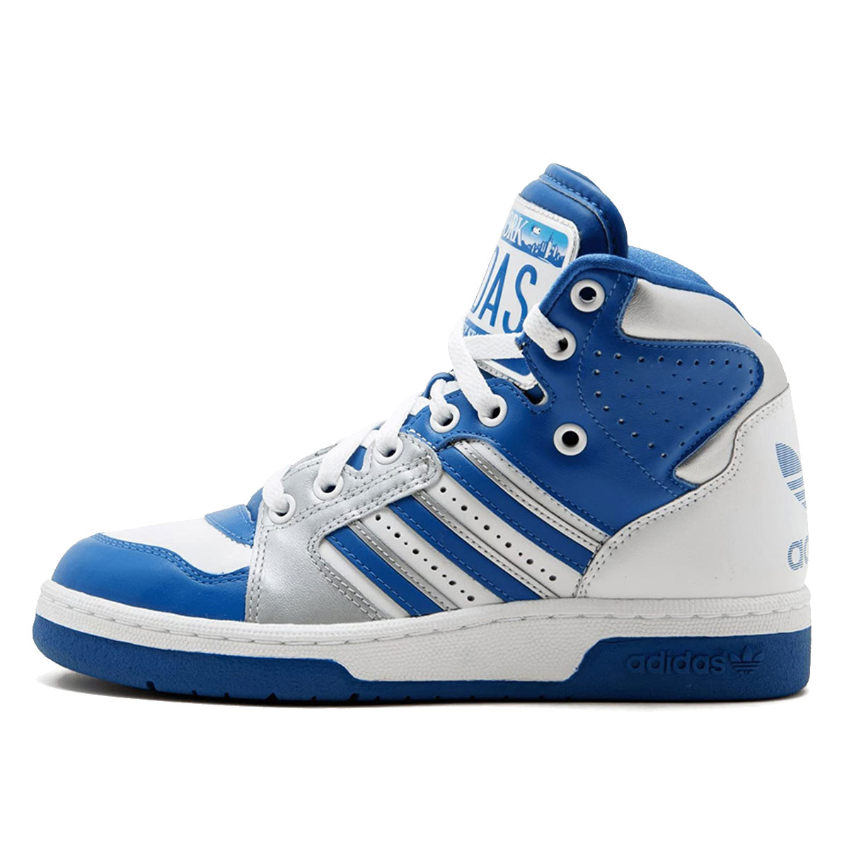 Adidas Jeremy Scott JS License Plate New York (2010) White/Satellite Blue/Metallic Silver sneaker – authenticated on KLEKT